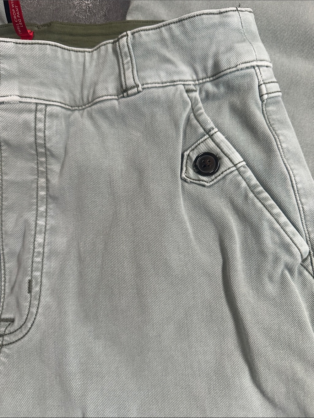 SPANX Twill Crop Wide Leg Pants in Light Sage - Picture 4 of 10